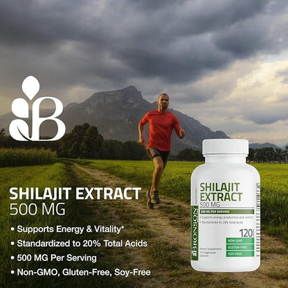 Bronson Shilajit Extract 500 MG Per Serving, Supports Energy Production & Vitality, Standardized to 20%